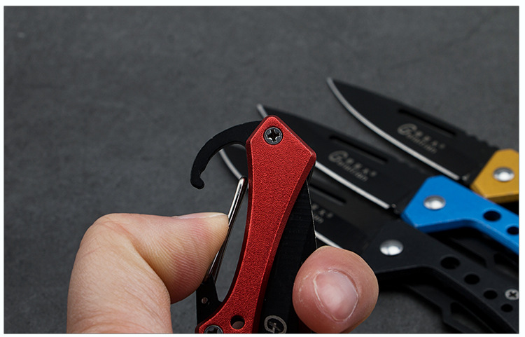 Stainless steel folding knife with keychain, outdoor knife, multi-functional folding knife, edc fruit knife pic 10
