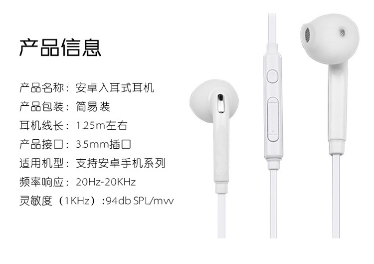 Wholesale of new S6/s7 mobile phone wire-tuned bass headphones with in-ear tpe cable pic 4