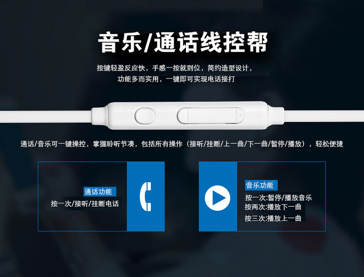 Wholesale of new S6/s7 mobile phone wire-tuned bass headphones with in-ear tpe cable pic 5