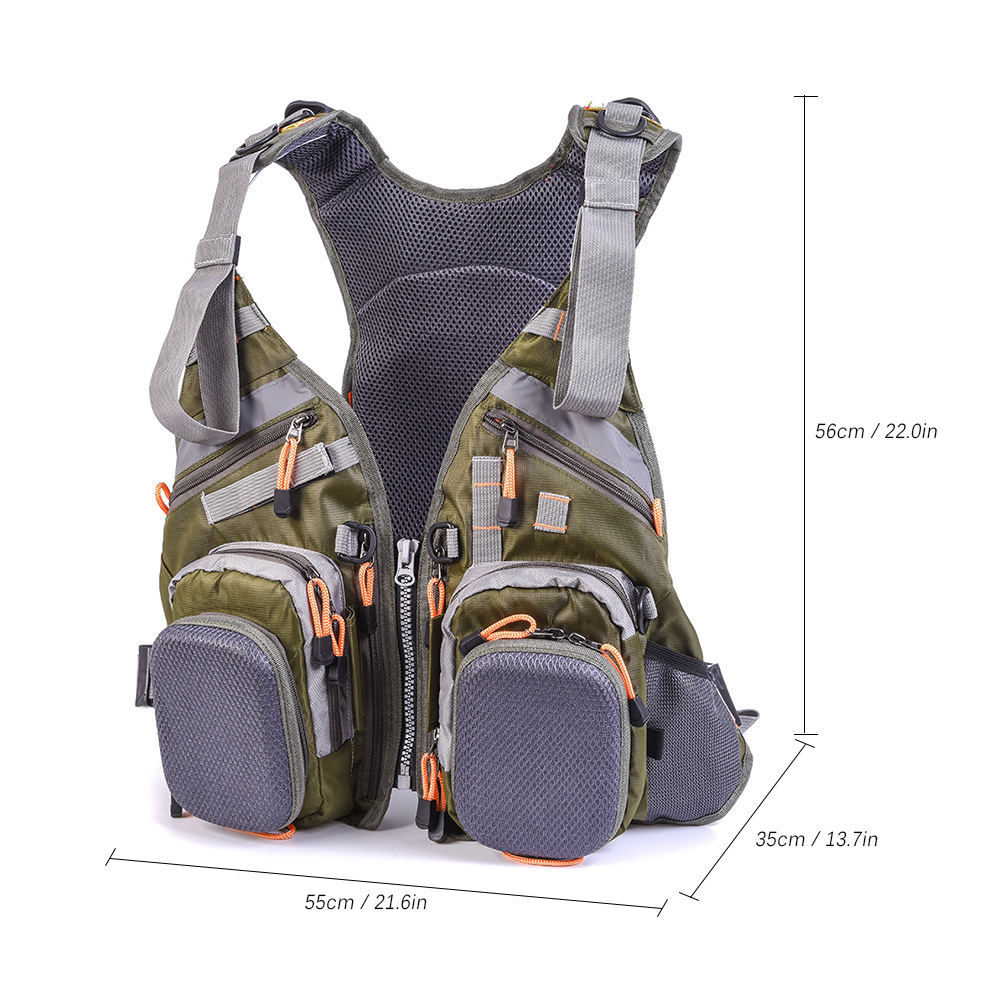 Fishing vest + life jacket + backpack, multi-functional life jacket, fly fishing backpack with multiple pockets pic 4