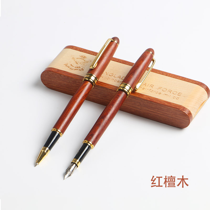 酸枝木礼品钢笔套装签字笔商务办公旅游纪念用笔红魁宝花梨木钢笔详情13