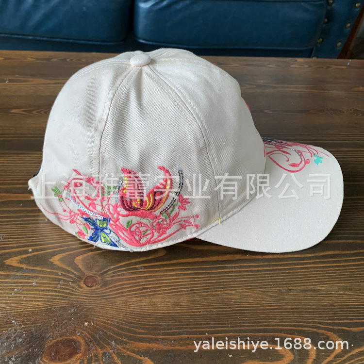 国潮帽子工厂供应全绣花棒球帽花朵休闲百搭亮片帽子防晒遮阳鸭舌帽详情5