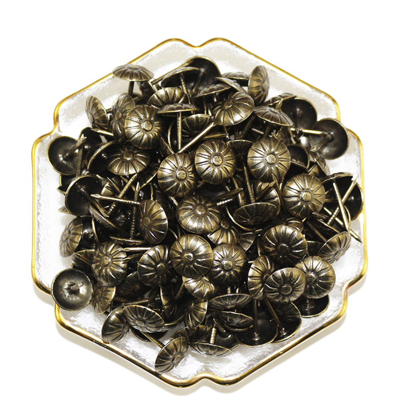 11*16MM thickened chrysanthemum bubble nail sofa box cabinet antique bronze iron nail chrysanthemum bubble nail hardware round head soft pic 11