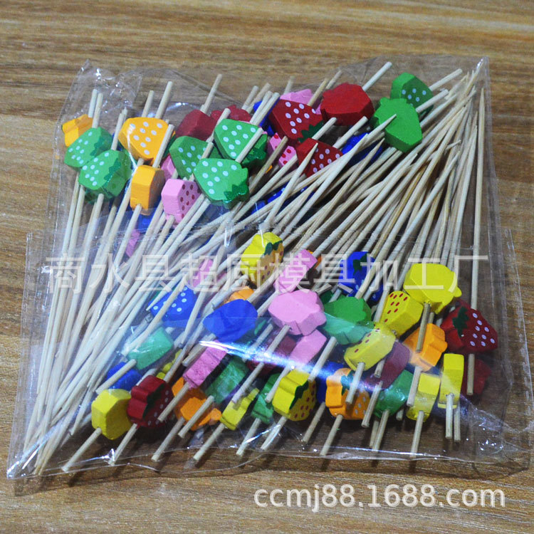 Fruit skewers, fruit forks, watermelon, strawberry disposable art bamboo skewers, cocktail toothpicks, creative flower strings, factory wholesale pic 5