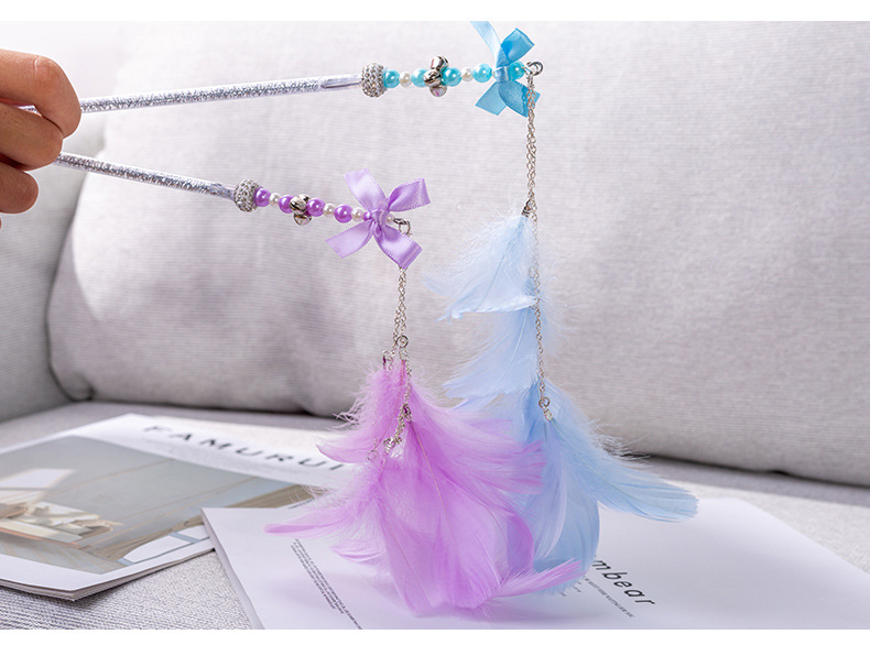 宠物用品可拆卸带铃铛羽毛逗猫棒耐抓耐损猫互动逗猫棒厂家代发详情5