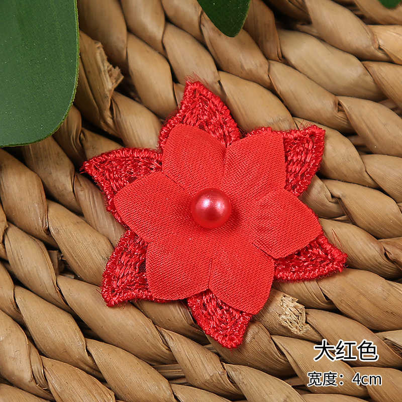 Six-color double-layer beaded lace flower DIY clothing accessories, wedding dress lace polyester headwear, organza flower pic 14