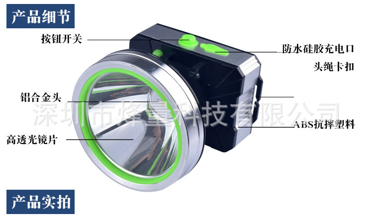 大功率锂电池充电式强光头灯 led感应钓鱼灯户外头戴式手电筒矿灯详情31