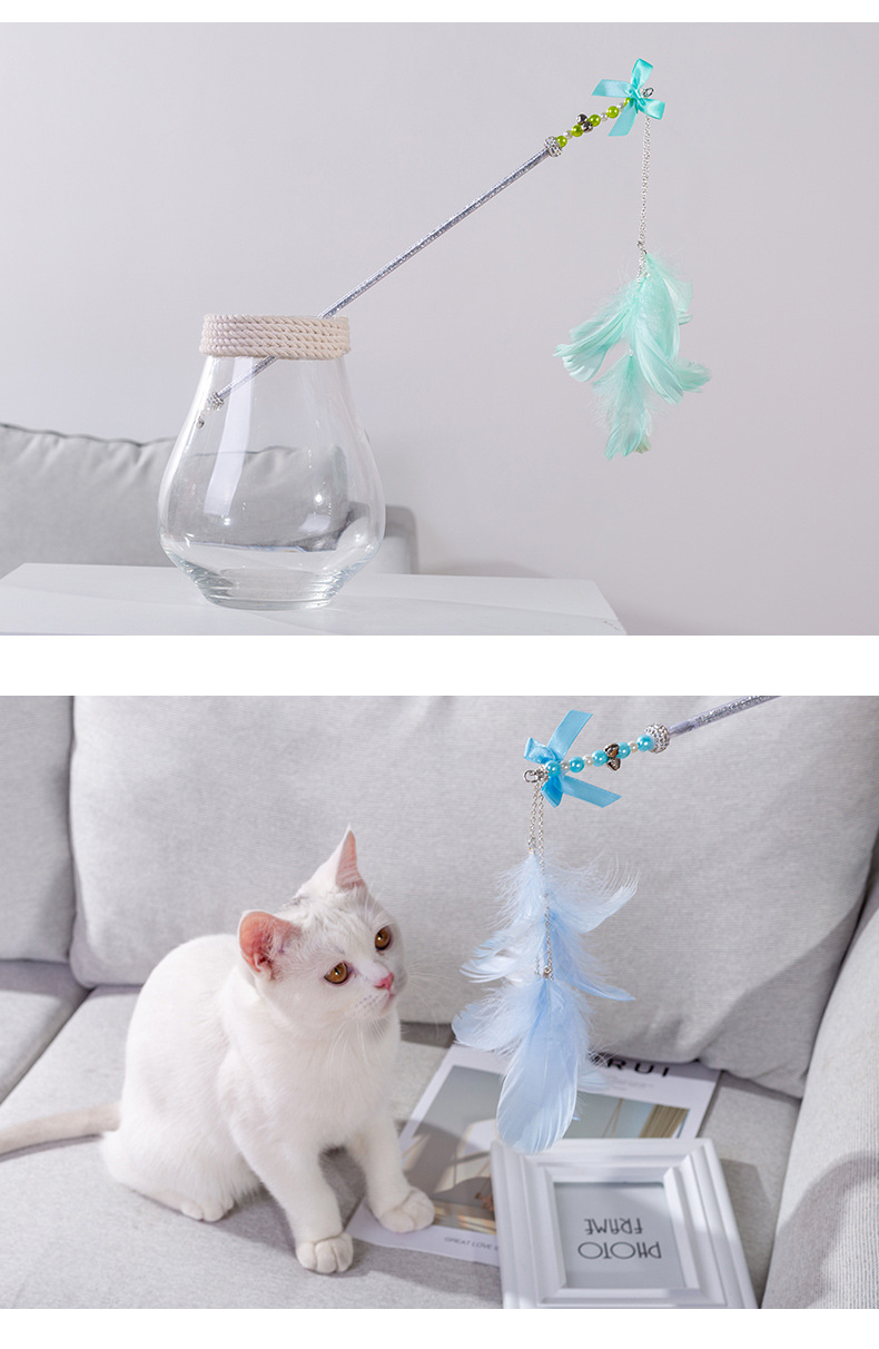 宠物用品可拆卸带铃铛羽毛逗猫棒耐抓耐损猫互动逗猫棒厂家代发详情14