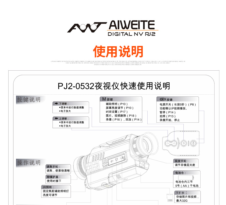 PJ2 High cylindrical laser night vision device, night vision telescope, digital infrared night photography and video recording manufacturer wholesale pic 26