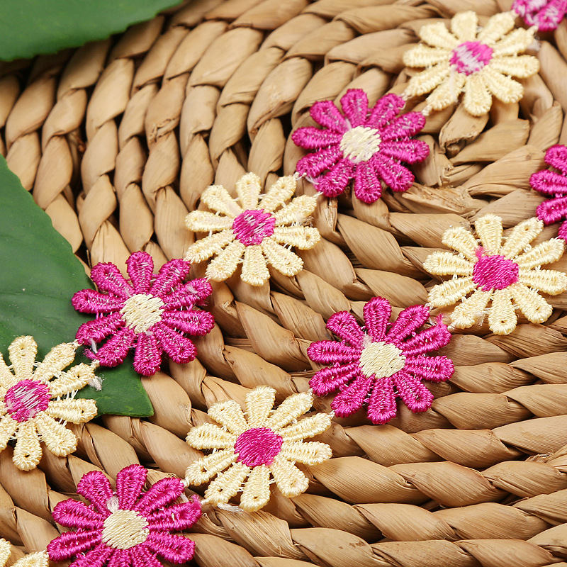 Factory direct sales of water-soluble lace, 10-petal lace, colorful flower embroidery lace headwear decals in stock pic 8