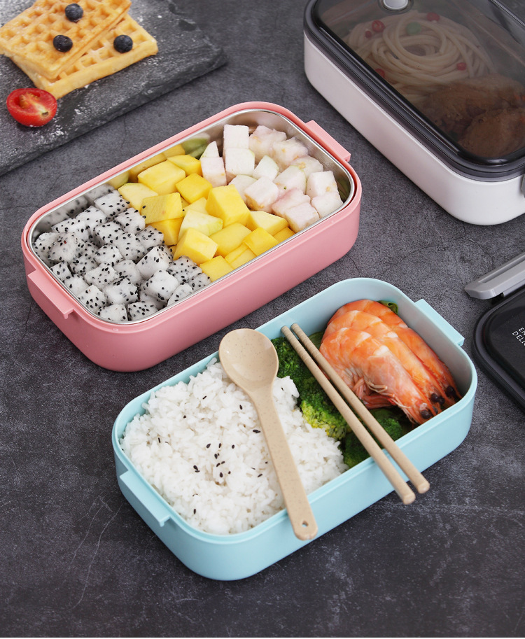 不锈钢单层密封饭盒便当盒分格 上班族学生日式分隔型女餐盒套装详情4