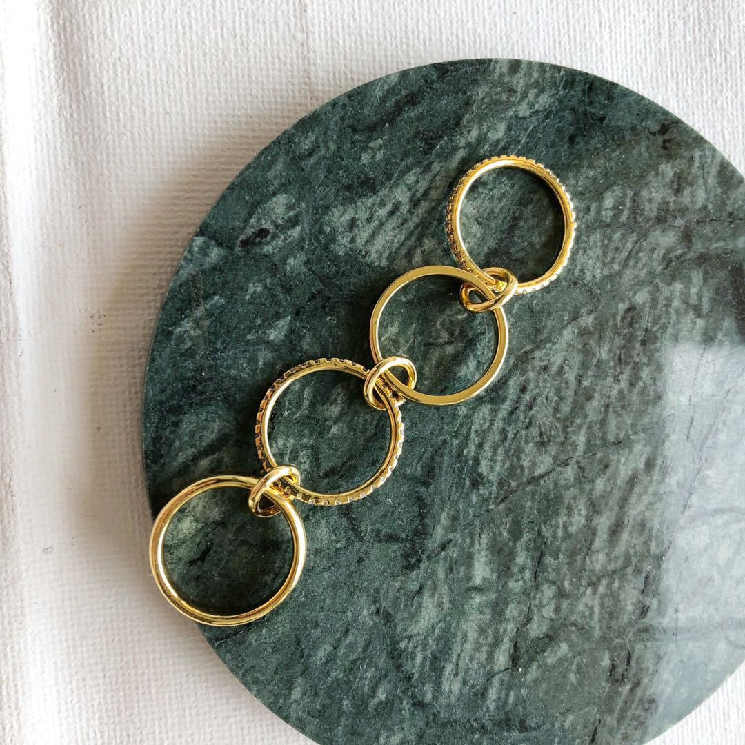 秋冬新款戒指简约欧美时尚潮人金属镀金镶嵌宝石套戒女式潮流详情7