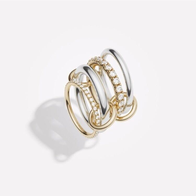 秋冬新款戒指简约欧美时尚潮人金属镀金镶嵌宝石套戒女式潮流详情3