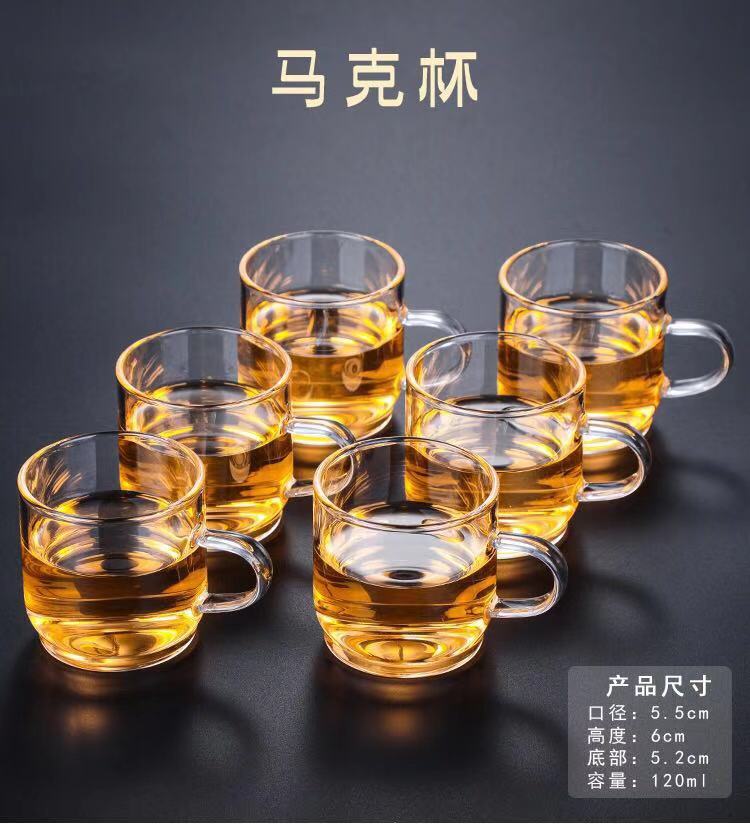 Factory wholesale of glass small tea cups, tea tasting cups, magnolia cups, heat-resistant Gongfu tea cups, thickened small tea cups with handles pic 11