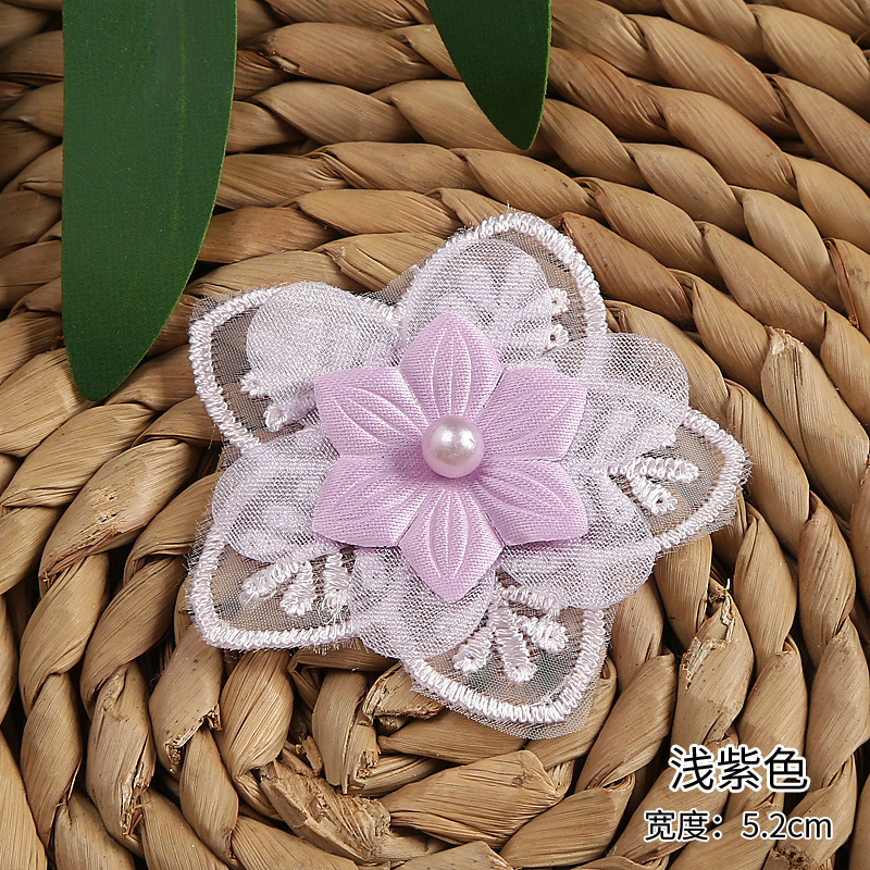 New multi-color beaded organza flower three-layer organza lace accessory clothing accessories factory direct sales pic 7