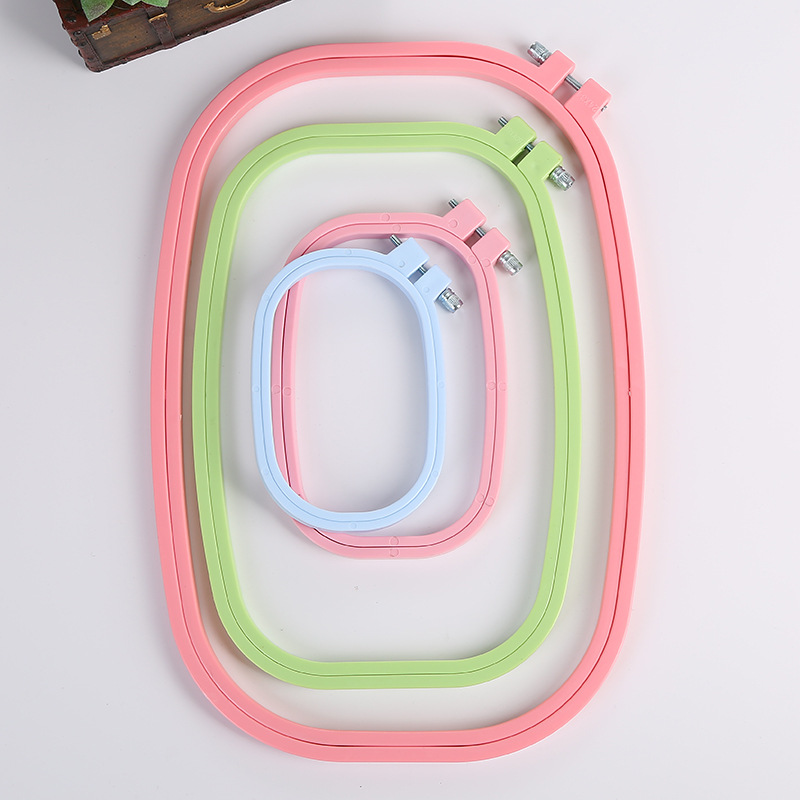 Embroidery machine accessories: Middle adjustable flower stand, round embroidery frame, embroidery stretch, candy-colored ABS plastic square embroidery ring pic 45