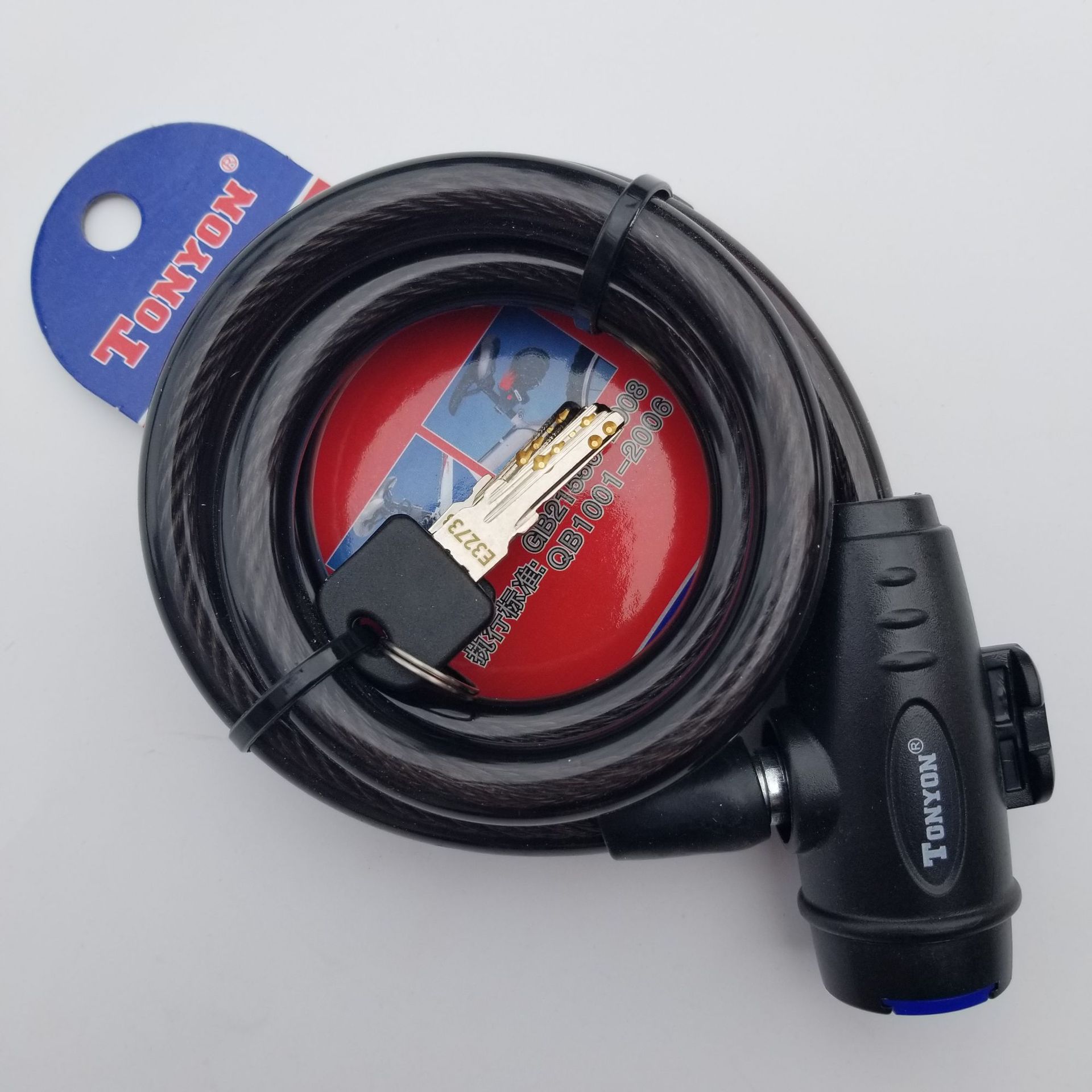 TONYN0锁大全自行车锁山地车钢缆钢丝防盗条形锁带锁扣批发详情4