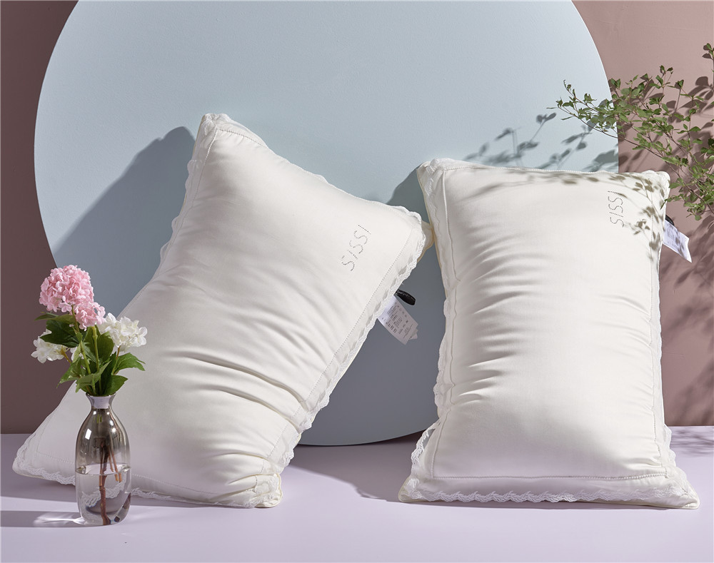 Hotel Silk Smooth 60-piece Silk pillow Tencel Cotton Sisi Princess Milk Pillow Fiber Pillow Comfortable Lace Edge pillow core pic 10