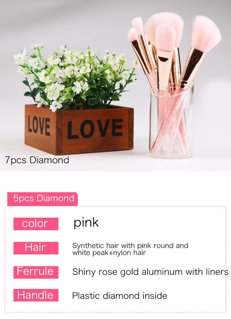 ZOREYA腮红眼影刷套装粉色水晶收纳包化妆工具美容护肤彩妆化妆刷子粉底刷组合详情22