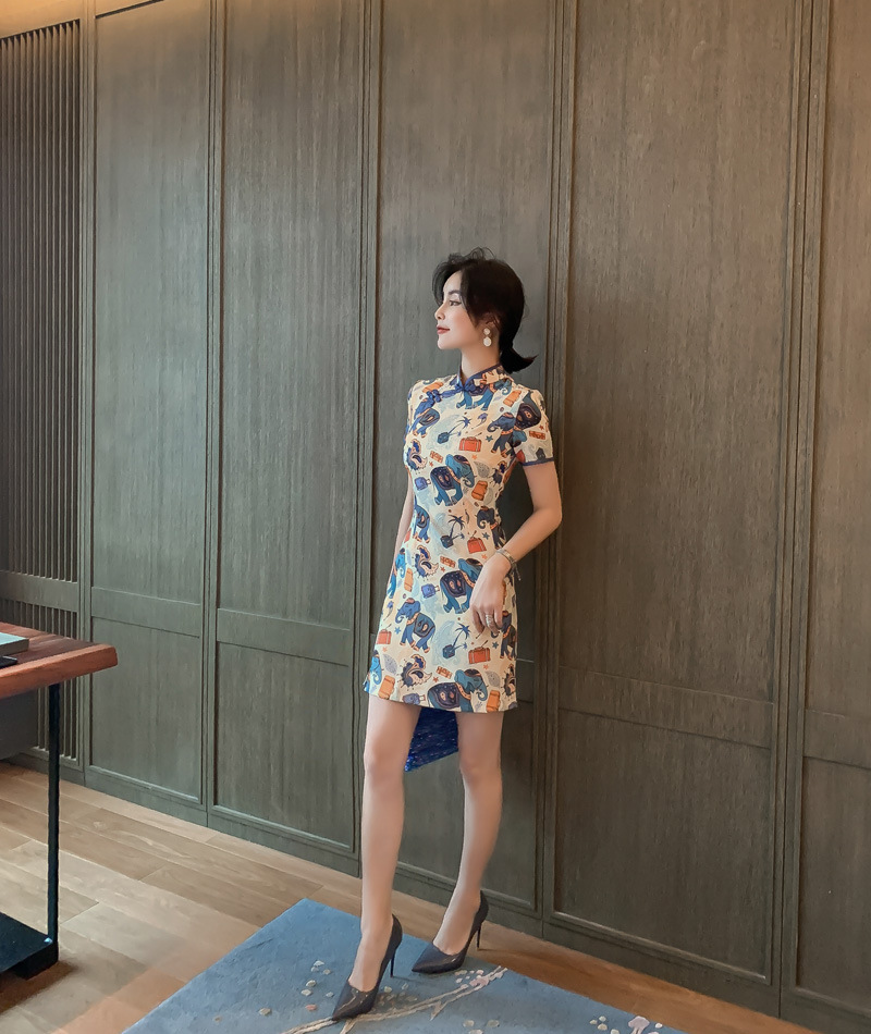 2025 Summer New Style improved traditional Chinese style short artistic cartoon retro playful girl cheongsam dress 1991 pic 7