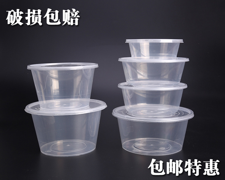 1000ML round disposable lunch box, rectangular plastic packaging, thickened transparent takeout lunch box, fast food bento bowl pic 2
