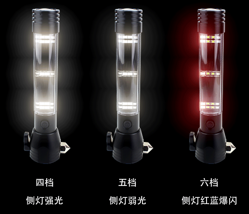 Tiger Hunter car usb charging safety escape hammer flashlight Solar safety hammer LED flashlight with strong LED light pic 35