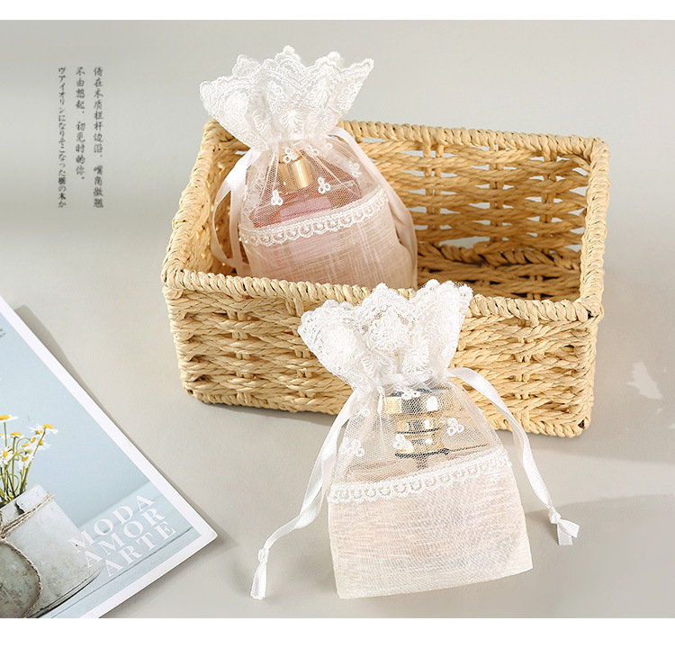 Cute butterfly drawstring storage bags with flower edges, drawstring packaging, gauze bags, jewelry, cigarettes, wedding candies, gift bags, wholesale gifts pic 21