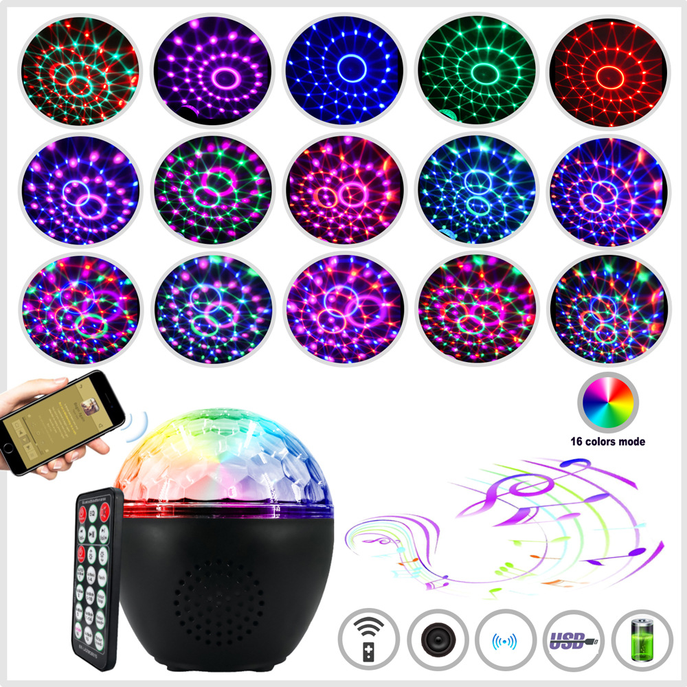 Bluetooth magic ball light, LED stage with sound box, crystal disco party, disco atmosphere, projection gift pic 14