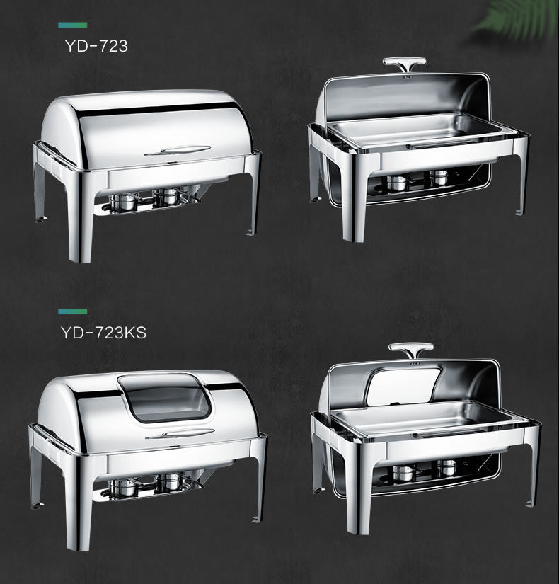 Fully flip-top stainless steel rectangular hotel buffet stove, luxury breakfast stove, insulated buffet stove pic 4