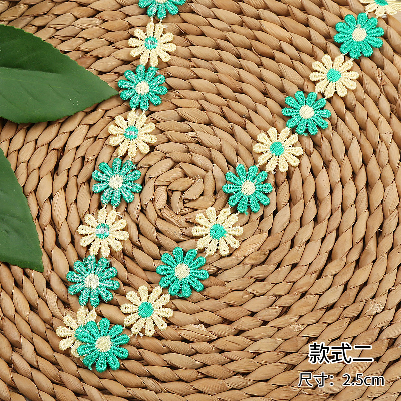 Factory direct sales of water-soluble lace, 10-petal lace, colorful flower embroidery lace headwear decals in stock pic 12