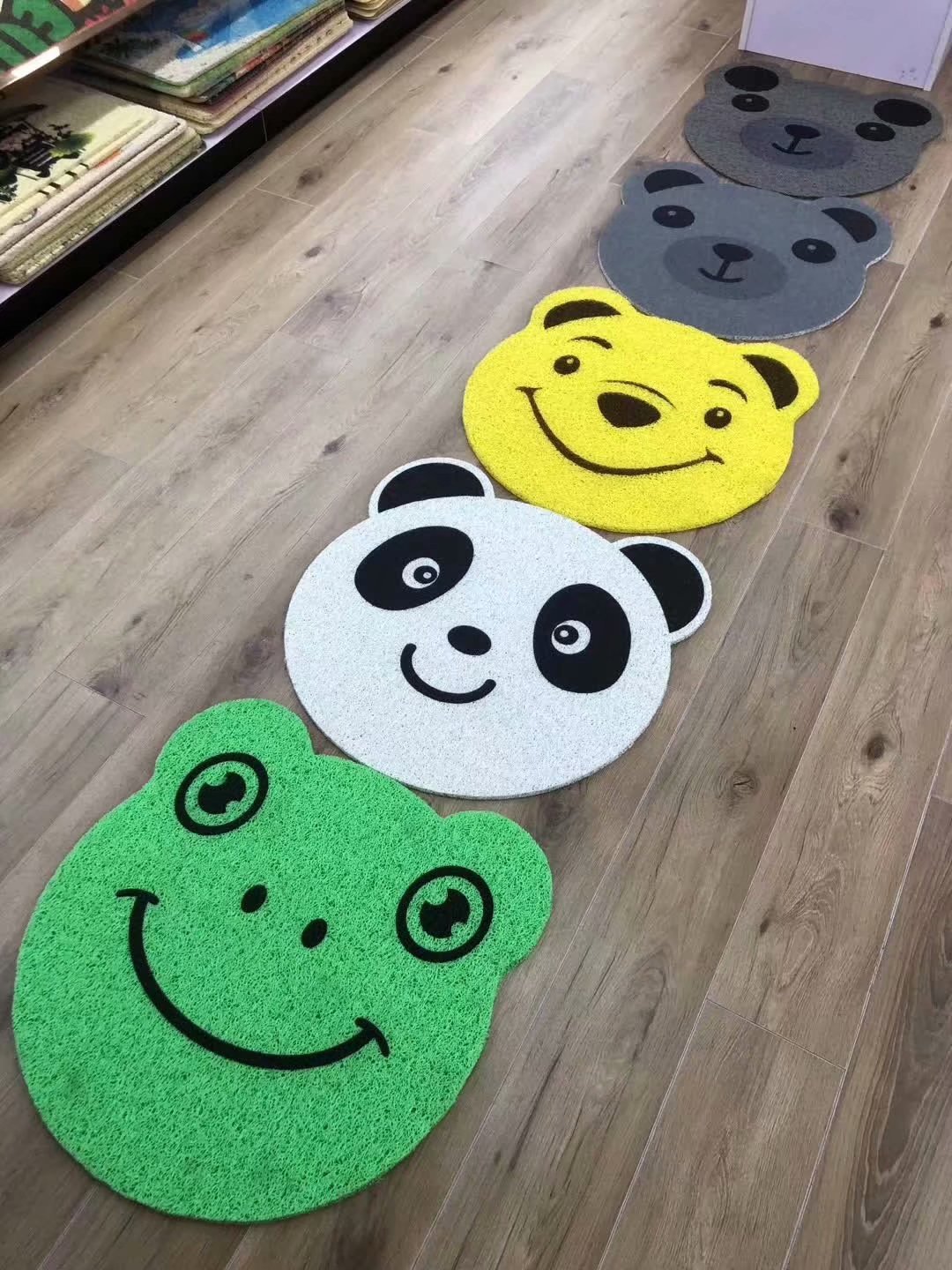 拉丝印喷花图案脚垫宠物笑脸熊猫卡通表情造型幼儿园游戏地垫详情3