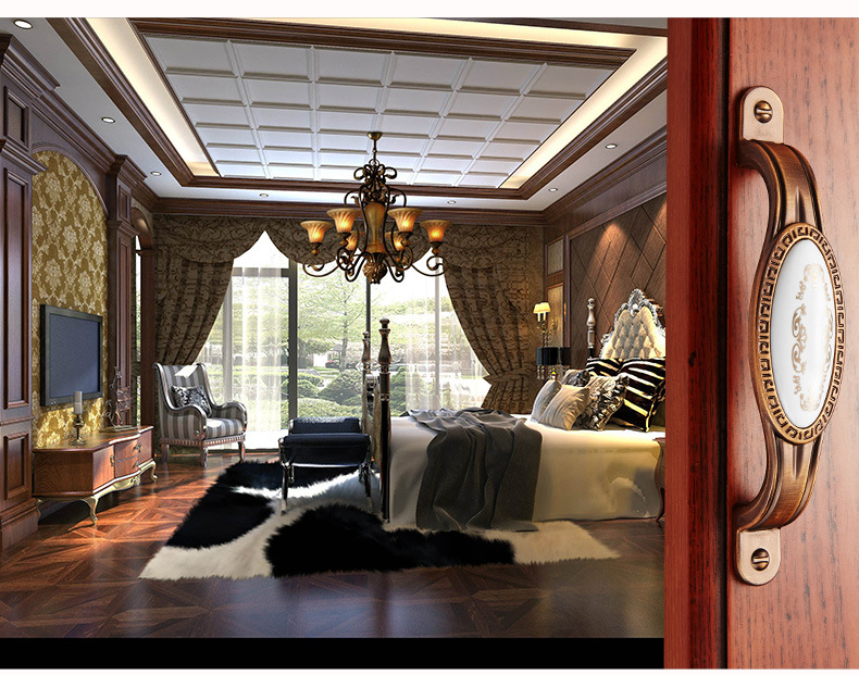 欧卡丽抽屉门窗橱柜锌合金复古拉手咖啡猫眼拉手黑棕玉石拉手详情25