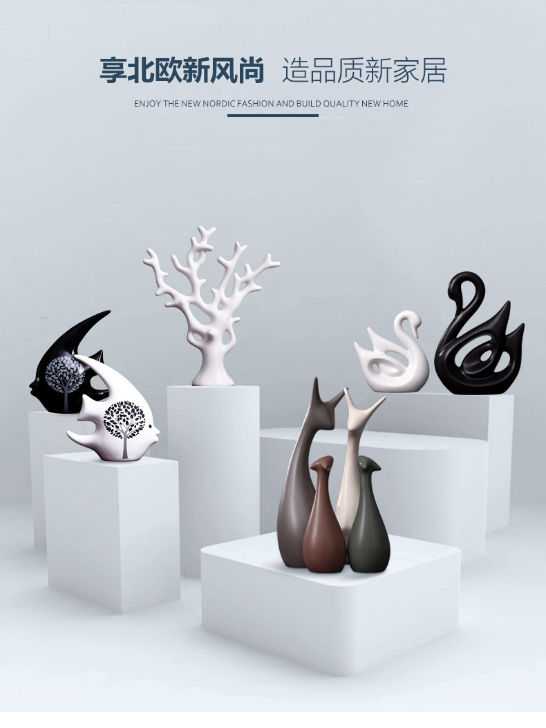 Wholesale of Nordic ceramic ornaments, TV cabinets, wine cabinets, home decorations, creative deer handicrafts and housewarming gifts pic 1