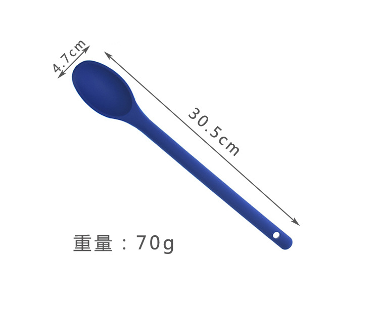 In-stock kitchen tools, solid color, extended handle, large silicone salad, denser silicone spoon, large and denser pic 4