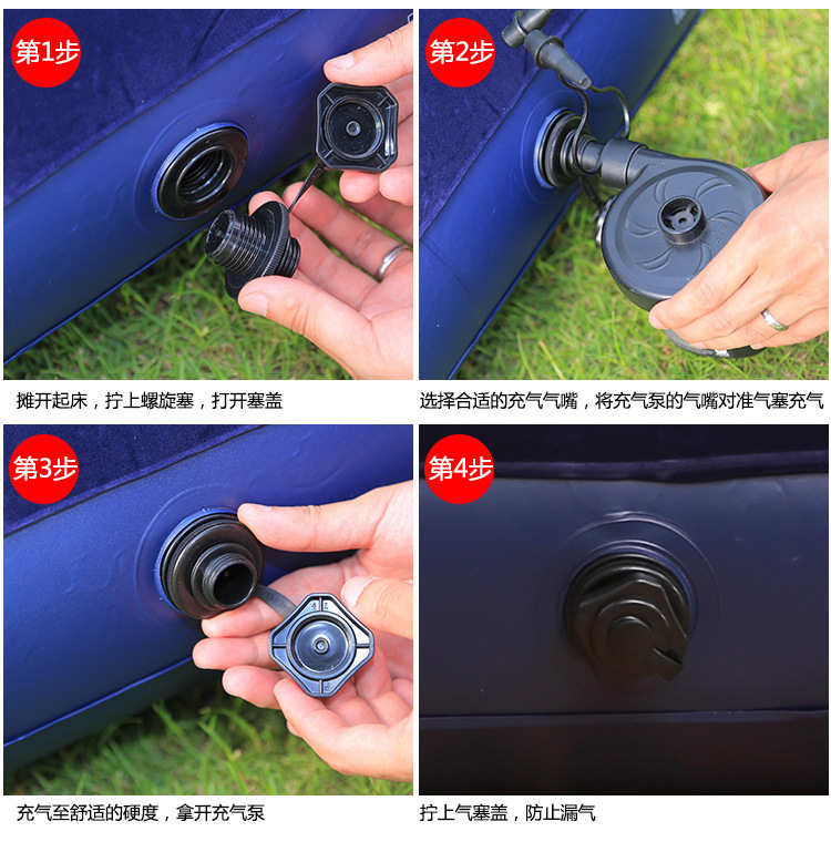 Outdoor single and double air mattress with thick flocking honeycomb structure household inflatable bed set pic 12