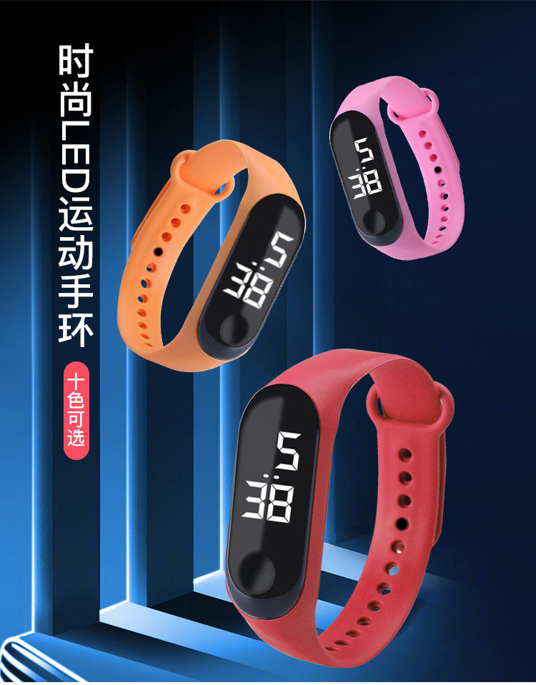 Factory direct sales of waterproof LED white light electronic watches, fashionable student couple casual sports touch control gifts pic 5