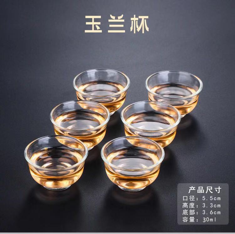Factory wholesale of glass small tea cups, tea tasting cups, magnolia cups, heat-resistant Gongfu tea cups, thickened small tea cups with handles pic 7