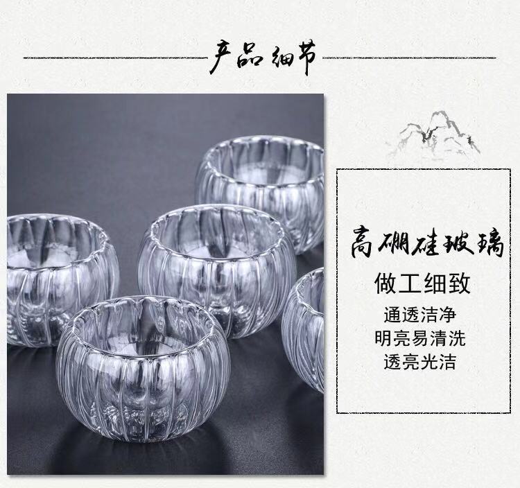 Factory wholesale of glass small tea cups, tea tasting cups, magnolia cups, heat-resistant Gongfu tea cups, thickened small tea cups with handles pic 16