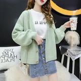 2025春秋冬时尚新款欧美蝙蝠衫宽松大码毛衣针织衫系带开衫毛领女详情13