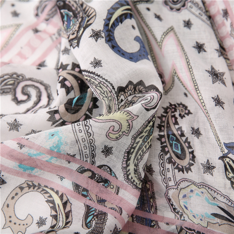 Japanese-style artistic and fresh cotton and linen scarf, retro patchwork Bohemian cashew print silk scarf, beautiful sun protection scarf, whisker, Korean cotton dense Bali gauze scarf shawl pic 27