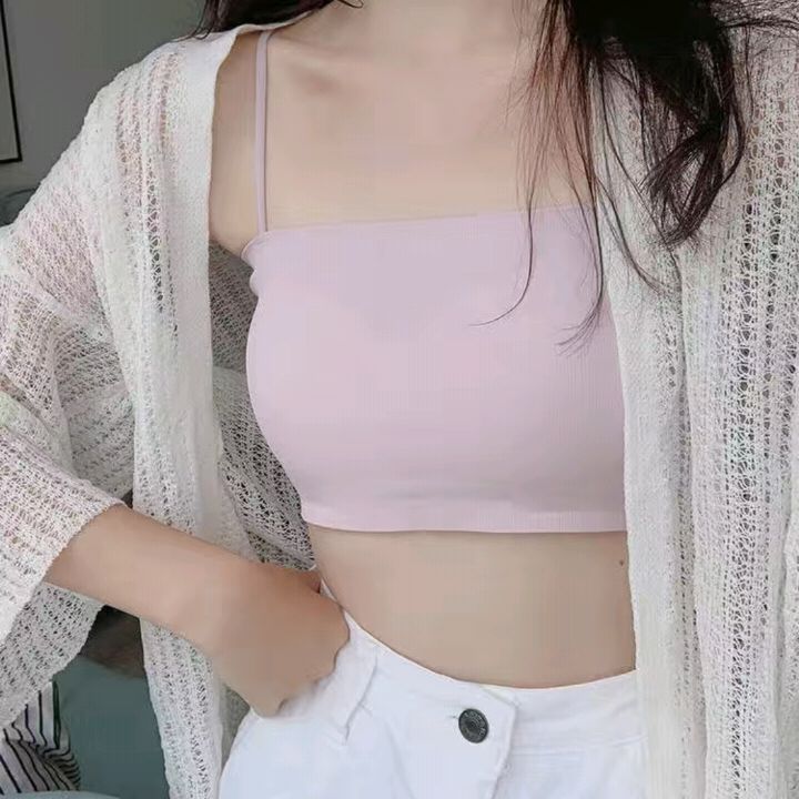 夏季美背冰丝吊带抹胸裹胸内衣女学生韩版运动背心防走光带胸垫详情8