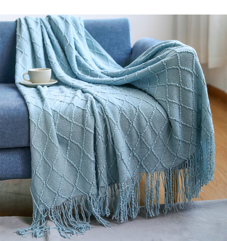 Knitted blanket, sofa blanket, cover blanket, fringed thin blanket, office air conditioning blanket, bay window blanket, summer nap blanket, small blanket pic 34