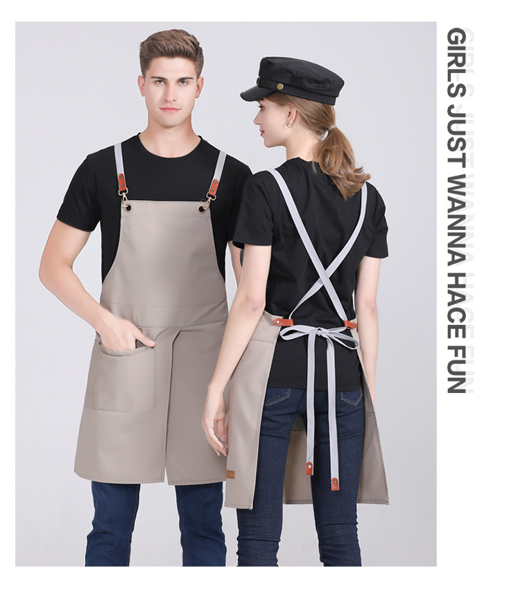 Wholesale canvas aprons for coffee shops, Western restaurants, manicures, beauty treatments, paintings, denim halter-neck aprons, and work aprons pic 11