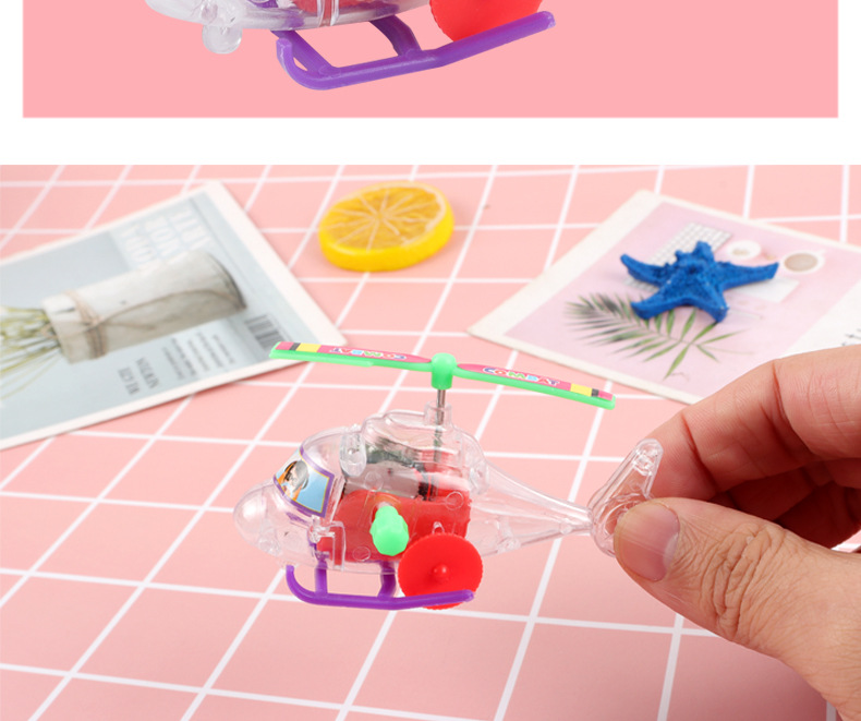 Wholesale of new winding spring transparent small aircraft, winding helicopter taxiing with propellers and rotatable toys pic 17