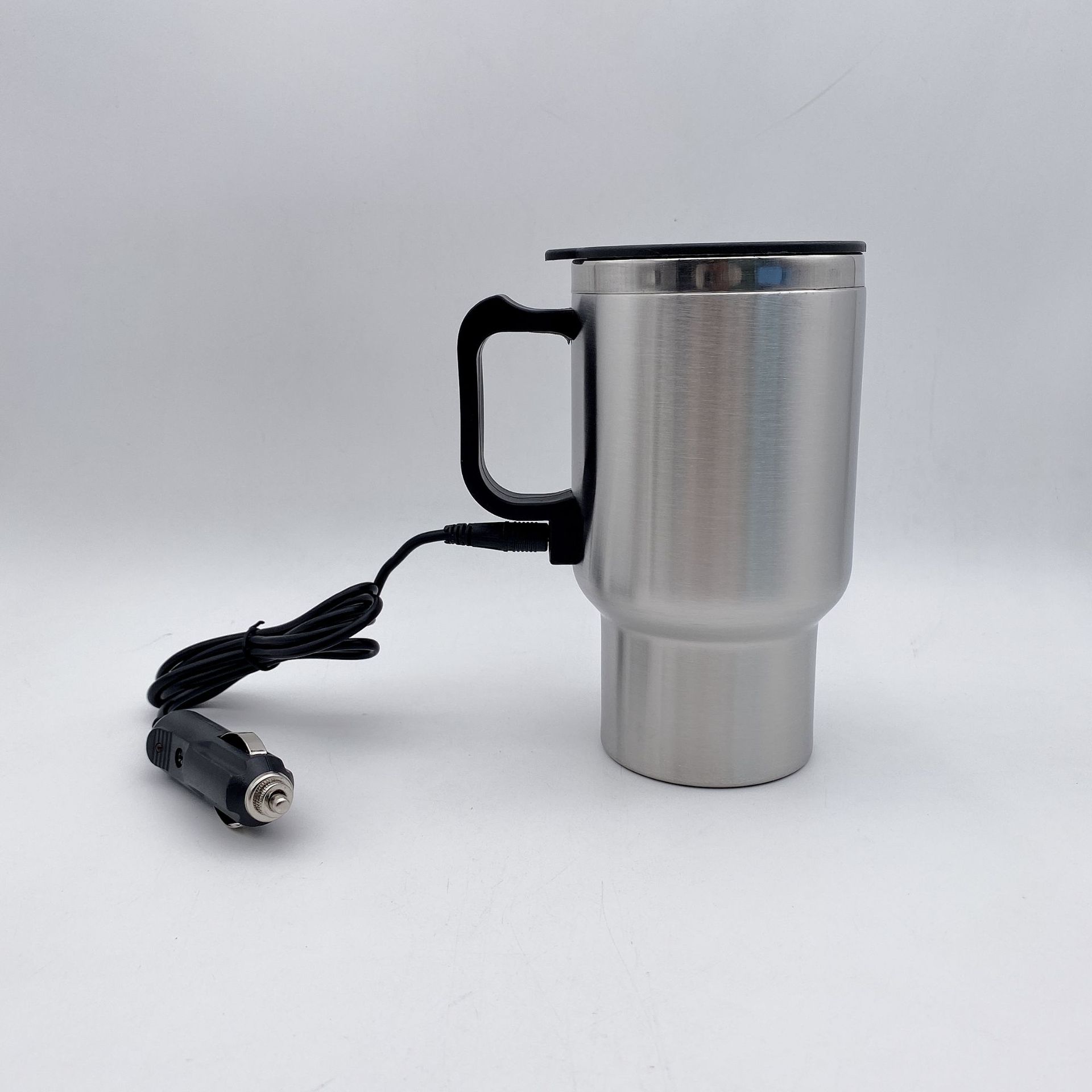 12V inner plastic outer steel car insulated cup, car heating cup, water boiling cup, stainless steel car water kettle pic 4