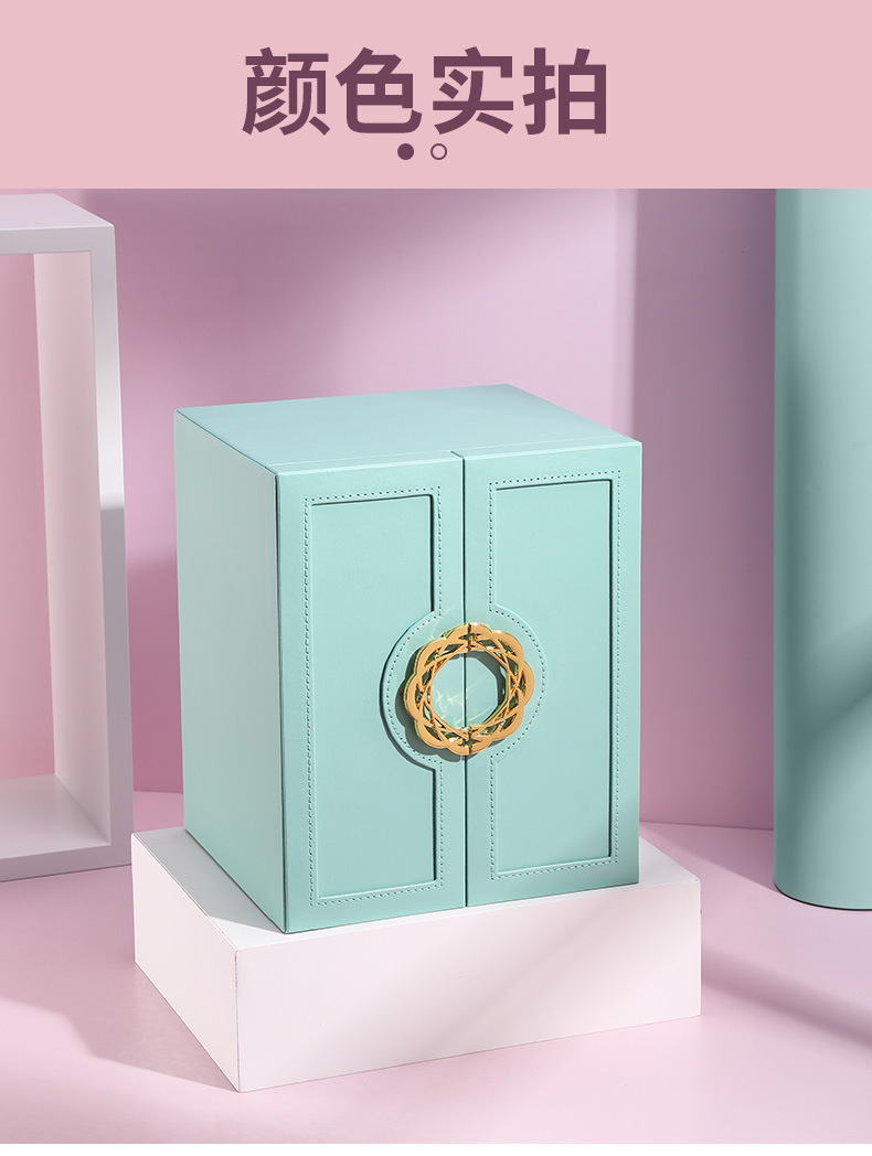 卡瑟格PU皮革平开首饰收纳盒大容量多层抽屉式戒指项链收纳首饰盒详情19