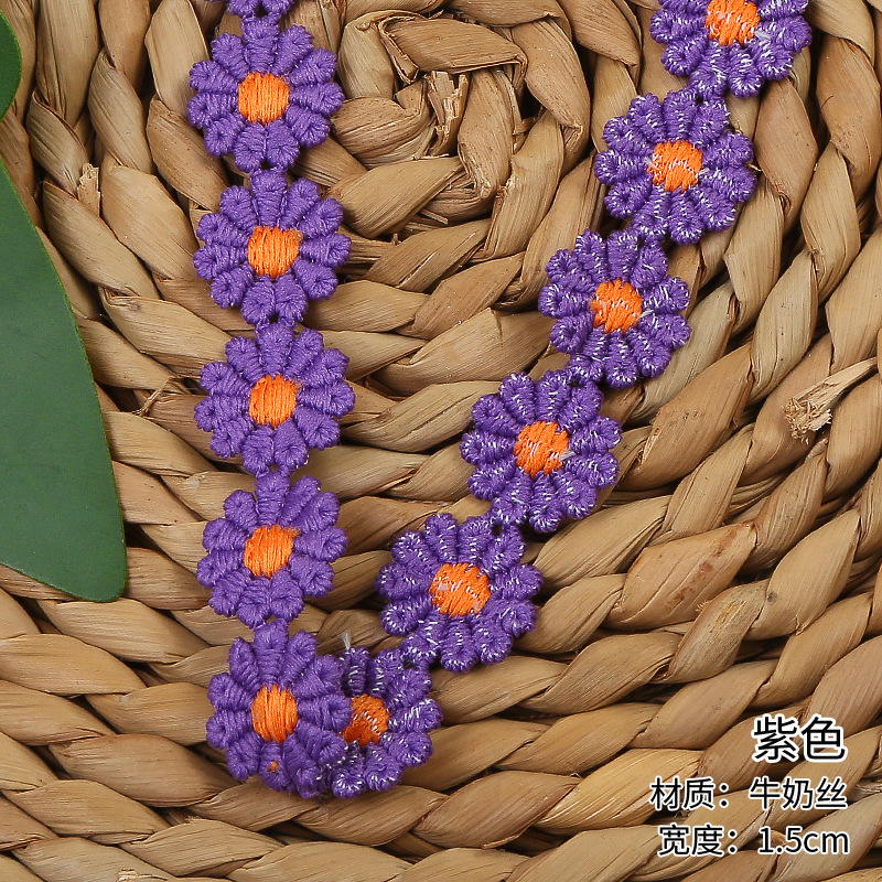 Milk thread colored water-soluble lace, 11-petal lace, handcrafted versatile embroidered lace, DIY making, available in stock pic 15