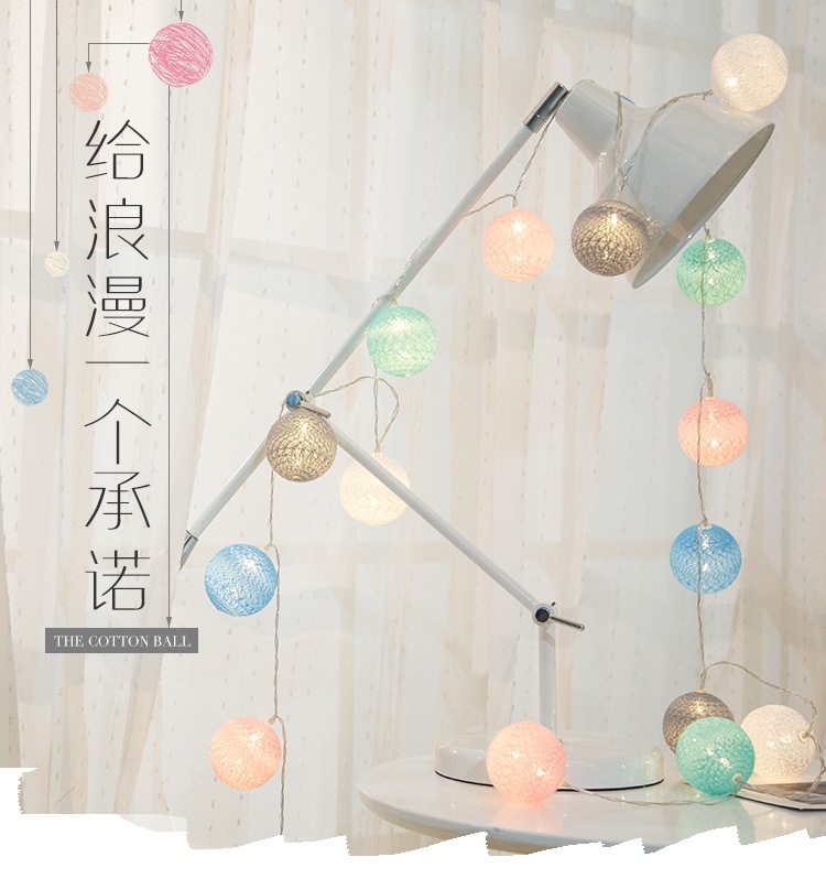泰国棉线球彩灯电池盒灯串LED圣诞节灯节日装饰圣诞树家居布置详情1