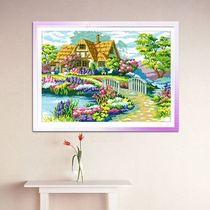 Framed beautiful home, cross-stitch, hand embroidery, thread embroidery, new style living room, bedroom, small house, simple embroidery, small paintings pic 9
