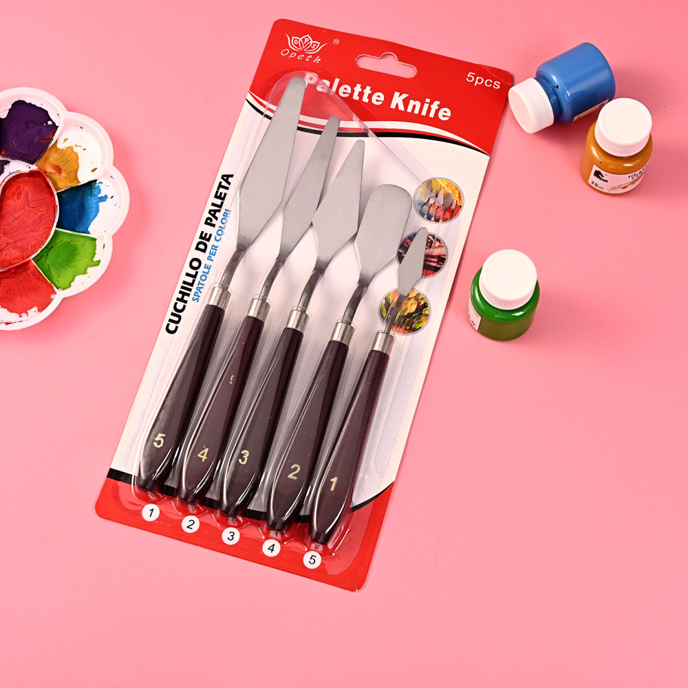 Cross-border Amazon 5-piece oil Painting scraper set, Color mixing scraper Art acrylic painting 5-piece oil painting scraper set pic 22